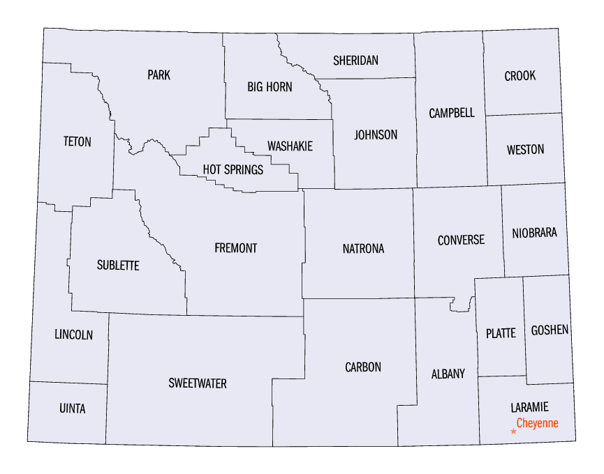 County Map of Wyoming